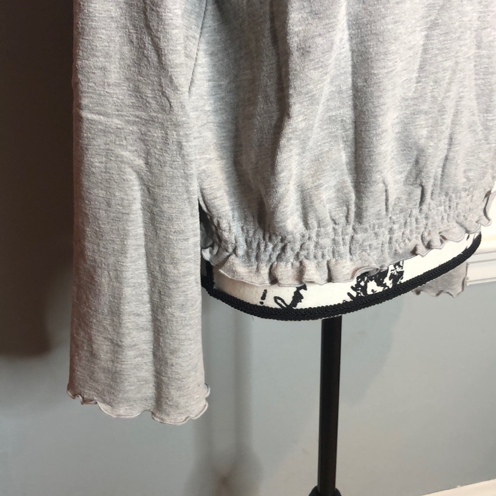 Very J Heather Gray Cotton Blend Ruffle Hem Top - Picture 3 of 8